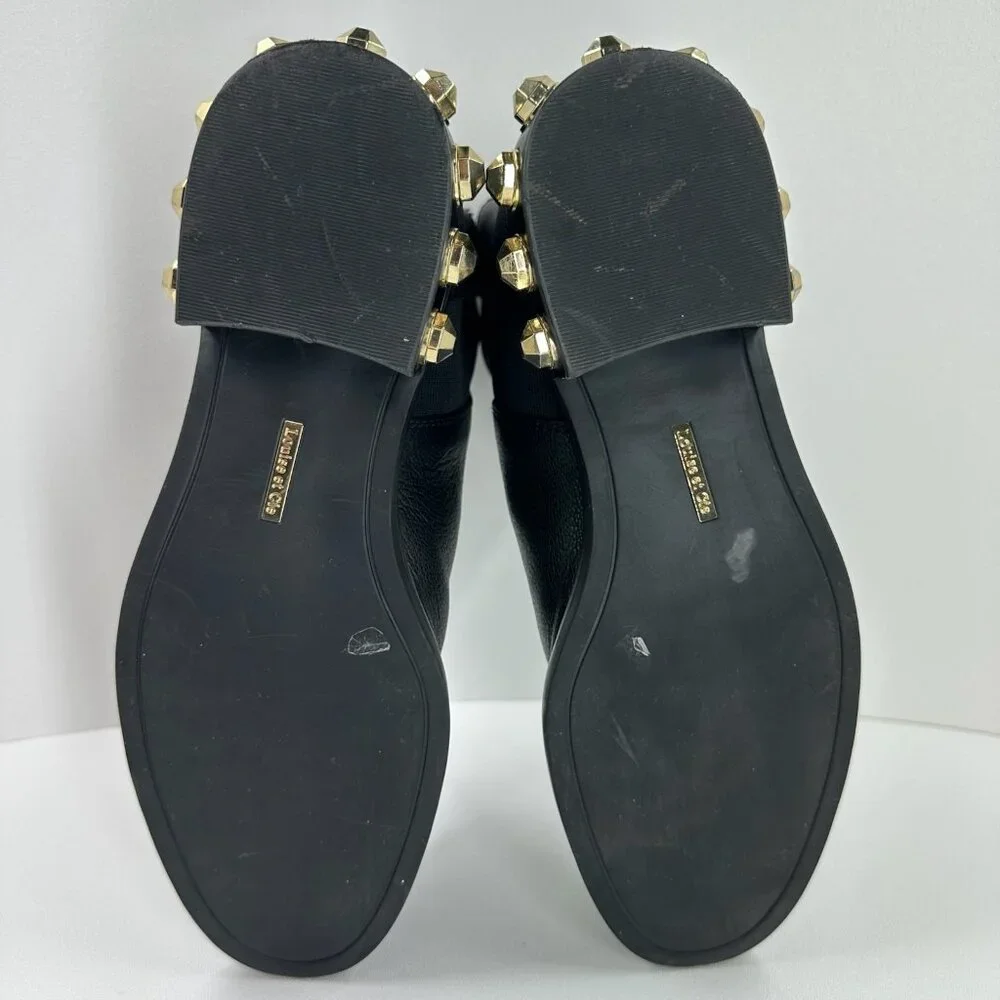 Louise et Cie Valtina Pearl Heel Chelsea Boots Women US 9M Pebbled Leather Black - Picture 10 of 13